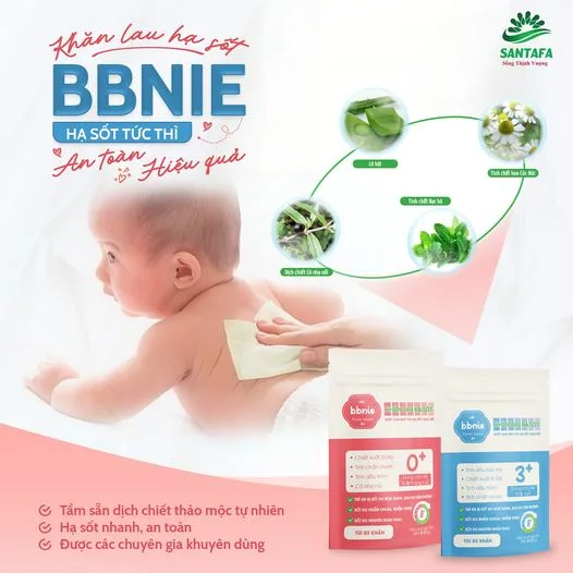 Khăn lau hạ sốt BBNIE - Hạ sốt nhanh và an toàn từ thảo dược