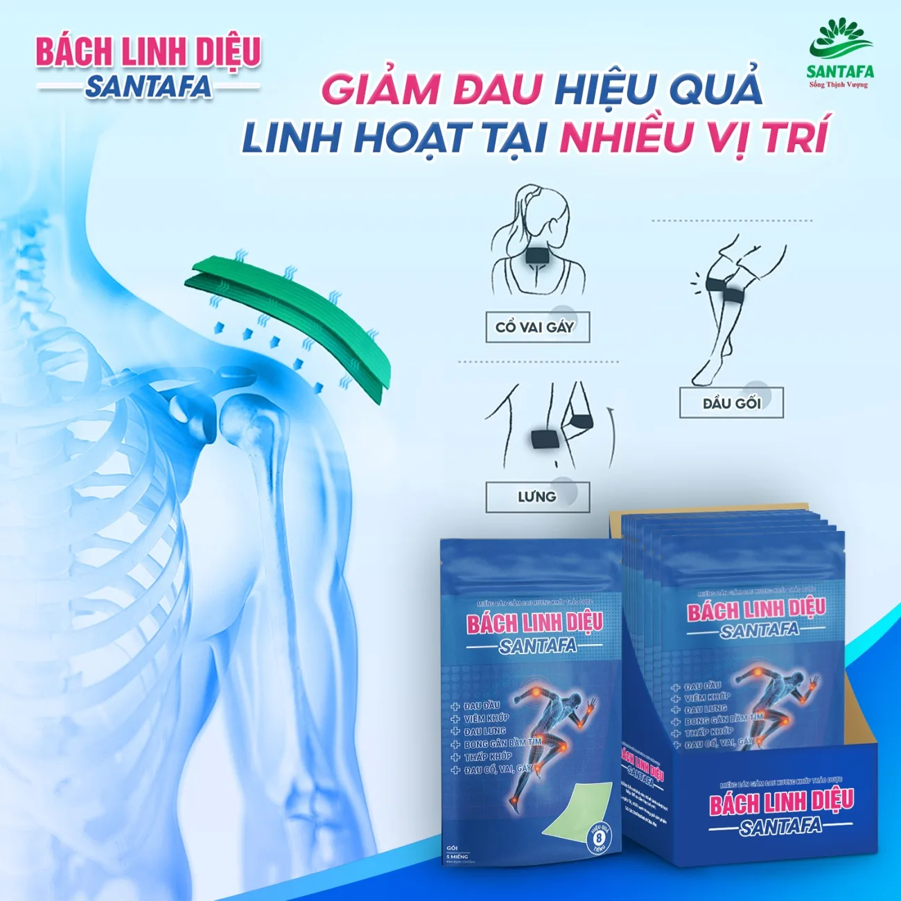 Miếng dán giảm đau thảo dược Bách Linh Diệu - Giảm đau hiệu quả, linh hoạt tại nhiều vị trí Miếng dán giảm đau thảo dược Bách Linh Diệu - Giảm đau hiệu quả, linh hoạt tại nhiều vị trí