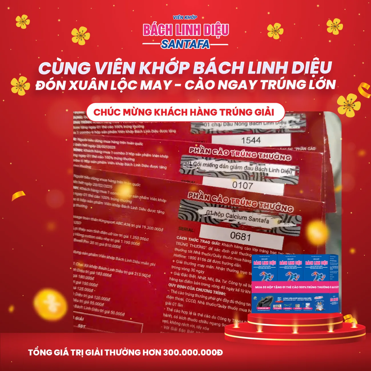 Hàng trăm khách hàng tiếp tục sở hữu những phần quà khủng của chương trình cùng Viên khớp Bách Linh Diệu: Đón xuân lộc may - Cào ngay trúng lớn Hàng trăm khách hàng tiếp tục sở hữu những phần quà khủng của chương trình cùng Viên khớp Bách Linh Diệu: Đón xuân lộc may - Cào ngay trúng lớn