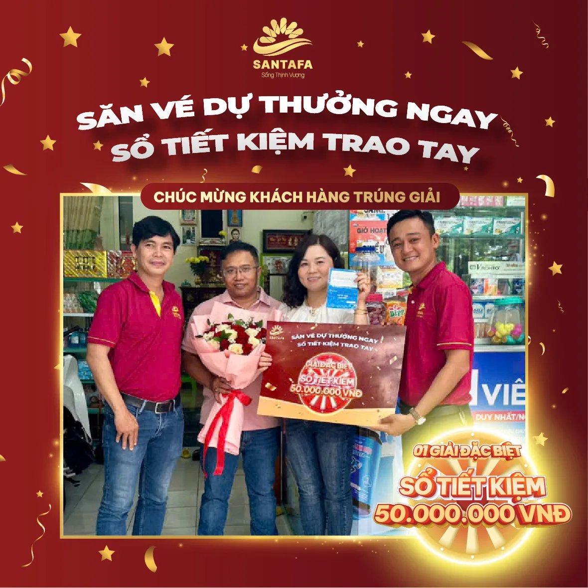 Dược Mỹ phẩm Santafa tưng bừng trao giải chương trình quay số “Săn vé dự thưởng ngay - Sổ tiết kiệm trao tay”