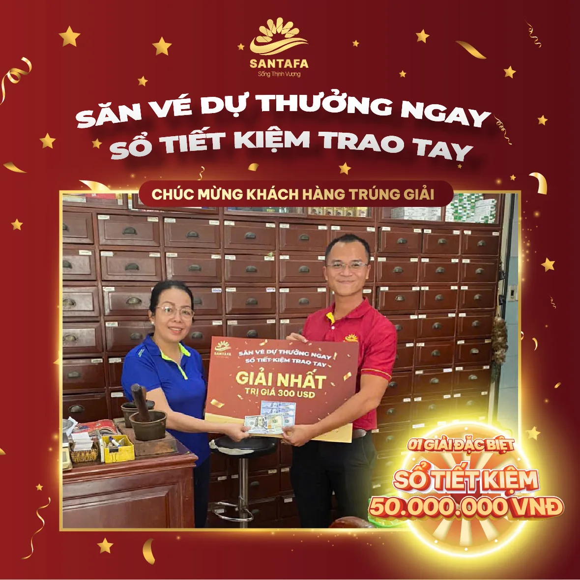 Dược Mỹ phẩm Santafa tưng bừng trao giải chương trình quay số “Săn vé dự thưởng ngay - Sổ tiết kiệm trao tay”