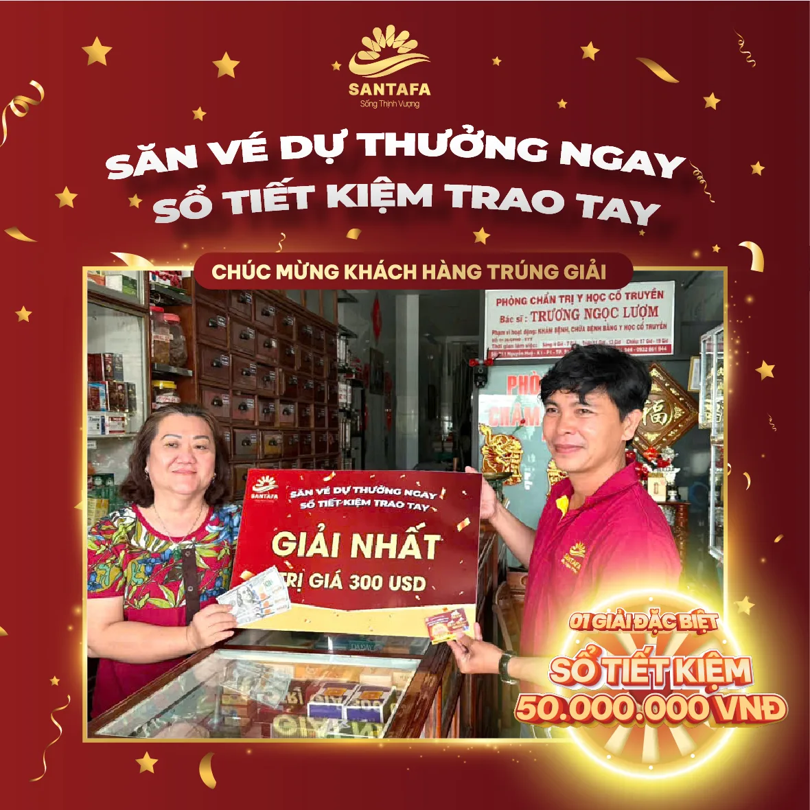Dược Mỹ phẩm Santafa tưng bừng trao giải chương trình quay số “Săn vé dự thưởng ngay - Sổ tiết kiệm trao tay”