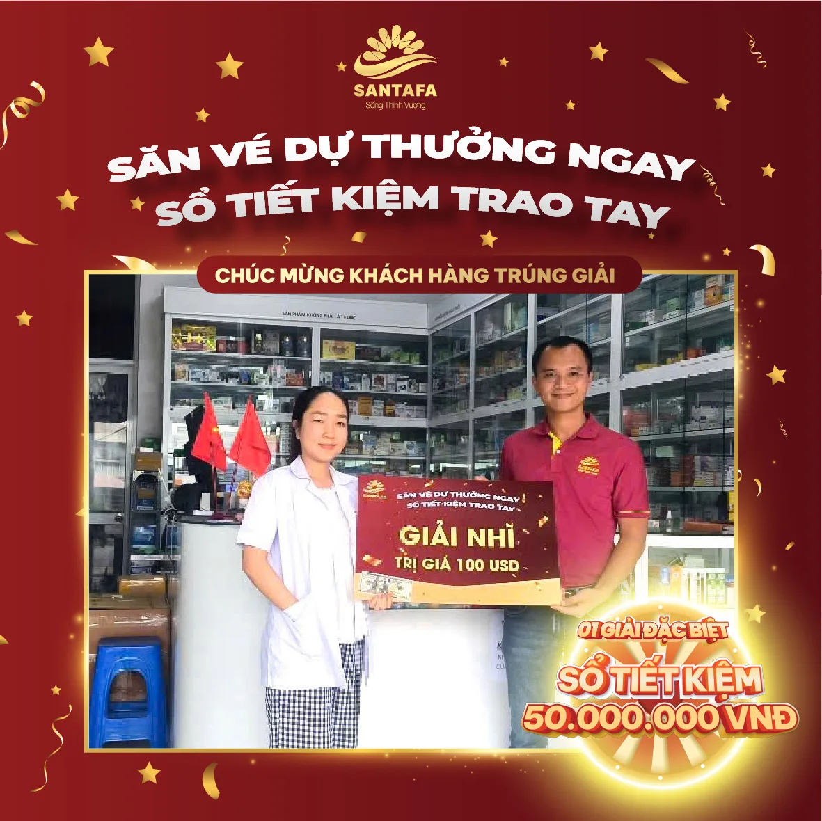 Dược Mỹ phẩm Santafa tưng bừng trao giải chương trình quay số “Săn vé dự thưởng ngay - Sổ tiết kiệm trao tay”