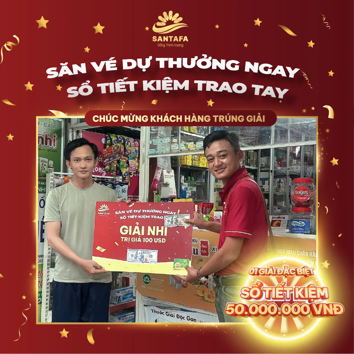 Dược Mỹ phẩm Santafa tưng bừng trao giải chương trình quay số “Săn vé dự thưởng ngay - Sổ tiết kiệm trao tay”