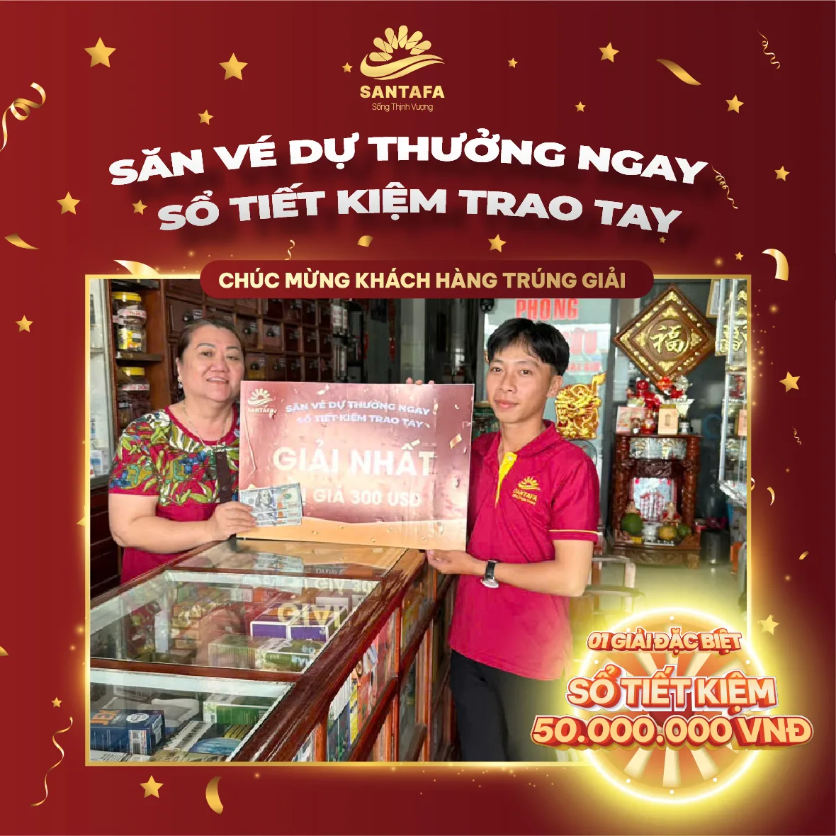 Dược Mỹ phẩm Santafa tưng bừng trao giải chương trình quay số “Săn vé dự thưởng ngay - Sổ tiết kiệm trao tay”