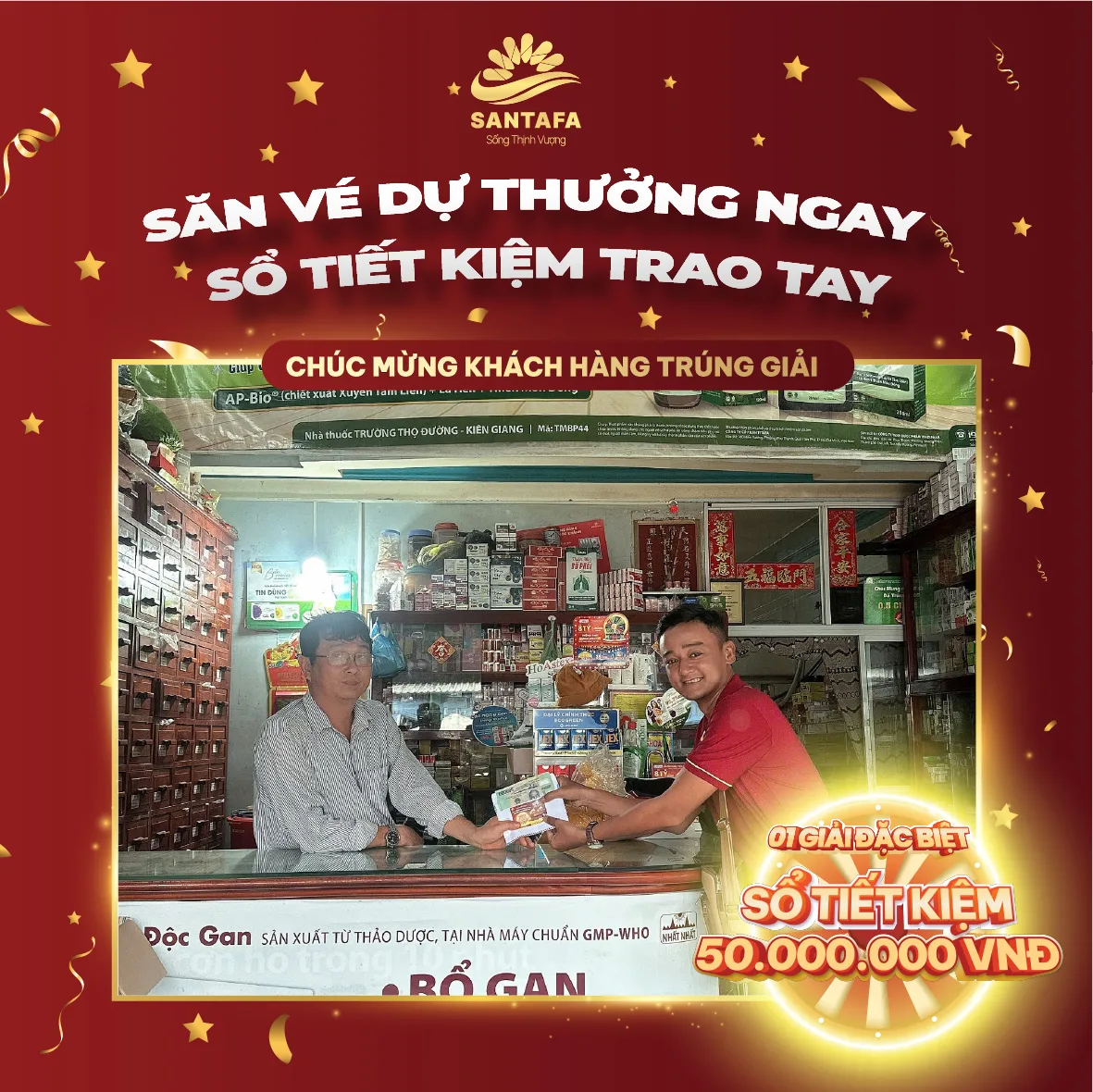 Dược Mỹ phẩm Santafa tưng bừng trao giải chương trình quay số “Săn vé dự thưởng ngay - Sổ tiết kiệm trao tay”