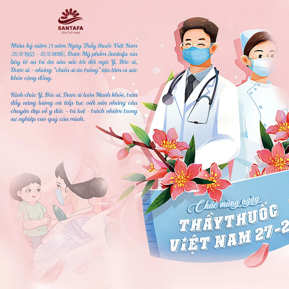 Dược Mỹ phẩm Santafa chúc mừng 71 năm Ngày Thầy thuốc Việt Nam (27/02/1955 - 27/02/2026)