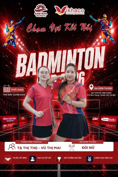 LỘ DIỆN ĐỘI HÌNH SANTAFA – SẴN SÀNG “CHINH CHIẾN” TẠI SANTAFA – VIKHACO BADMINTON CUP 2026