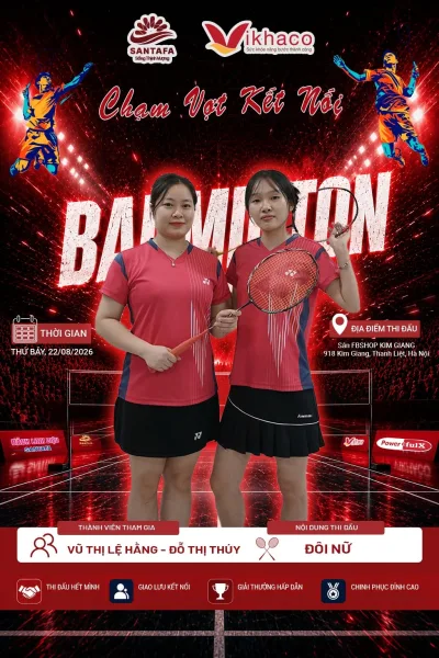 LỘ DIỆN ĐỘI HÌNH SANTAFA – SẴN SÀNG “CHINH CHIẾN” TẠI SANTAFA – VIKHACO BADMINTON CUP 2026