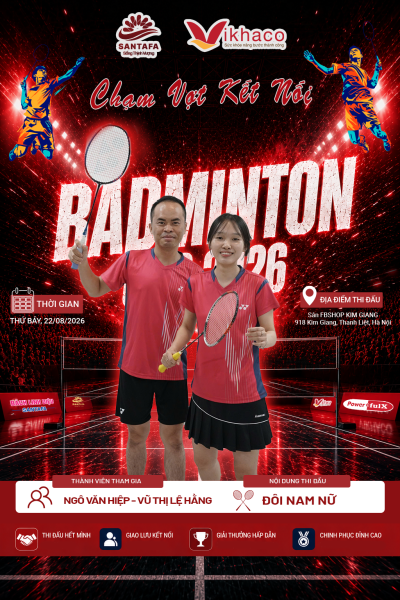 LỘ DIỆN ĐỘI HÌNH SANTAFA – SẴN SÀNG “CHINH CHIẾN” TẠI SANTAFA – VIKHACO BADMINTON CUP 2026